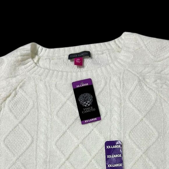 Vince Camuto Women's Cable Sweater Antique White Size XXL - Picture 7 of 10